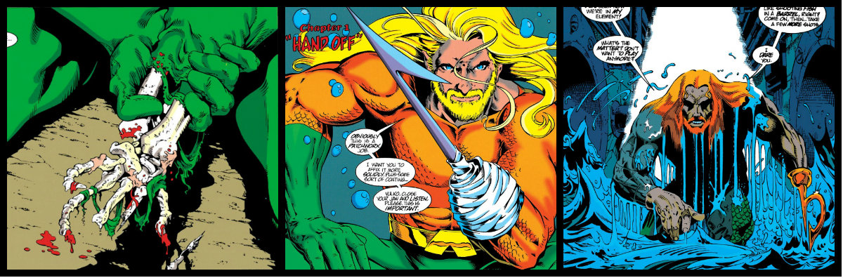 plano critico aquaman mão arpão piranhas