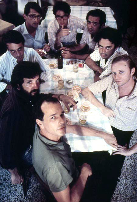 plano critico Nelson Pereira dos Santos, Ruy Guerra, Joaquim Pedro de Andrade, Walter Lima Jr, Zelito Viana, Luiz Carlos Barreto, Glauber Rocha e Leon Hirszman. Foto de David Zingg